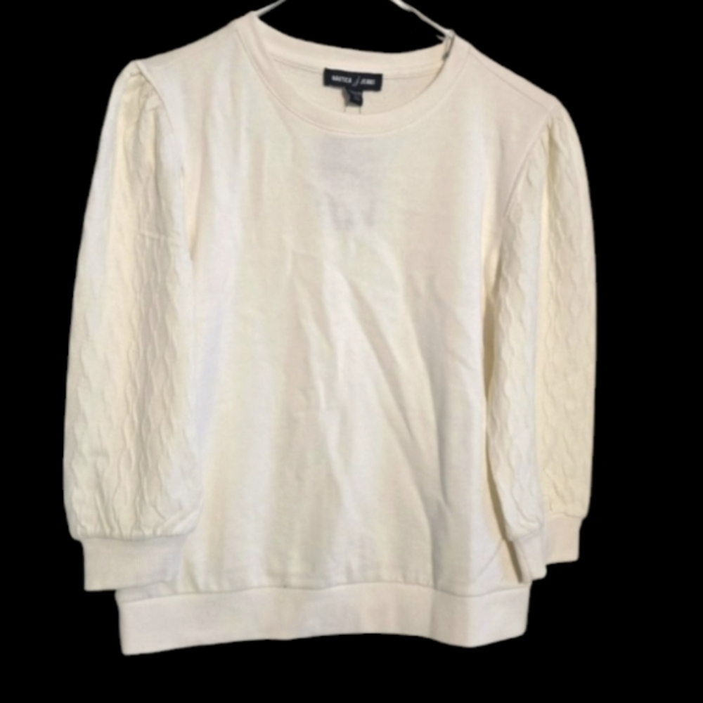 Nautica Sweater $70 Ivy 3/4 Sleeve White Ivory Cable Knit Office Business Classy
